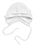 Pletená čiapočka na zaväzovanie bonetka Girl, Hand Made Baby Nellys, biela, veľ. 68/74