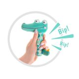 Detská pískacia plyšová hračka s hrkálkou Akuku Krokodíl zelená 