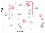 Dekorácia na stenu Tulimi - Zajac s balónikmi XXL, ružová