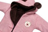 Oteplená pletená bundička Teddy Bear, Baby Nellys, dvojvrstvová, ružová, veľ. 104/110