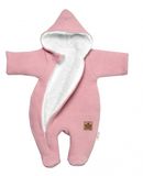Zimná pletená kombinéza/overálok s kapucňou Baby Nellys - púdrovo ružová, veľ. 74
