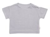 Detská letná mušelínová 2D sada tričko kr. rukáv + kraťasy, sivé, veľ. 80/86