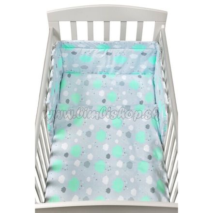 2-dielné posteľné obliečky New Baby 90/120 cm obláčiky mätové zelená 