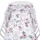 3-dielne posteľné obliečky New Baby 90/120 cm biele kvety a pierka biela 