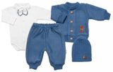 5-dielna pletená sada Baby Nellys, Boy, body, nohavice, sveter, čiapka, motýlik, modrá,68