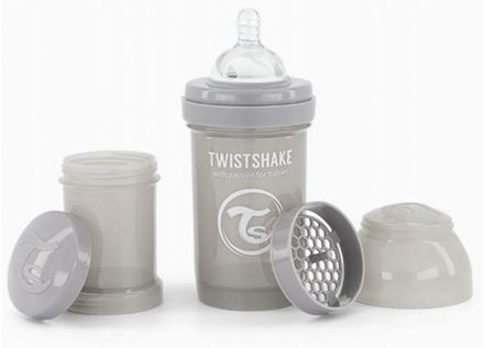 Antikoliková fľaša, Twistshake s cumlíkom, 0 m+, 180 ml, Pastel Grey