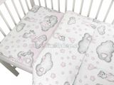Baby Nellys 2-dielne bavlnené obliečky, Teddy on the sky - růžová, 135 x 100