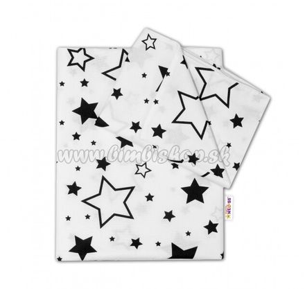 Baby Nellys 2-dielné s obliečkami - Čierne hviezdy a hviezdičky - biely