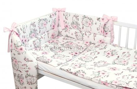 BABY NELLYS 3-dielna sada mantinel s obliečkami, Sny Jednorožca, biela/ružová, 135x100 cm