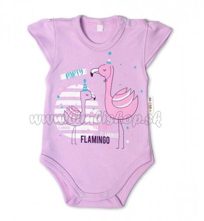 Baby Nellys Bavlnené dojčenské body, kr. rukáv, Flamingo - lila, veľ. 80