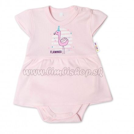 Baby Nellys Bavlnené dojčenské sukničkobody, kr. rukáv, Flamingo - sv. růžové, veľ. 80