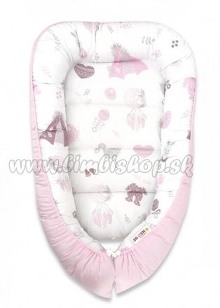 Baby Nellys Bavlnené obojstranné hniezdočko, 55x75cm, New Love Baby - růžová