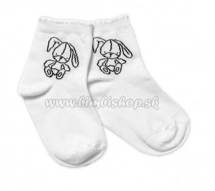 Baby Nellys Bavlnené ponožky Cute Bunny - biele, veľ. 104/116