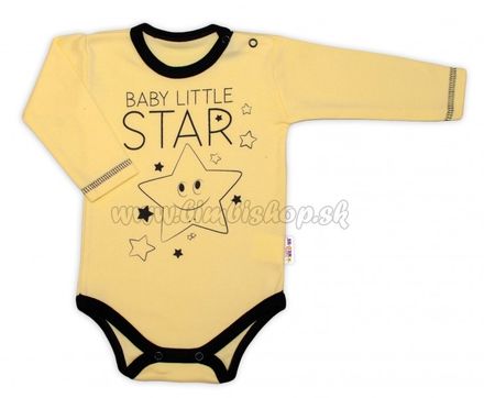 Baby Nellys Body dlhý rukáv, žlté, Baby Little Star