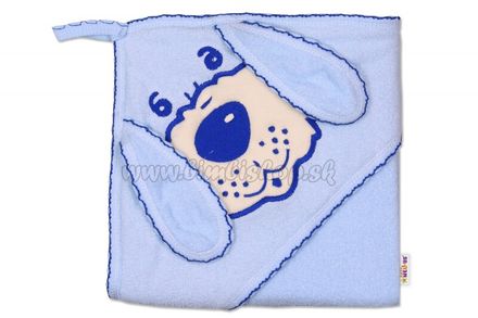 Baby Nellys Detská osuška Psík s kapucňou - modrá