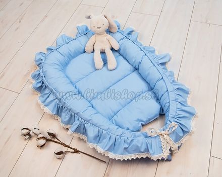 Baby Nellys Dojčenské hniezdočko, kokon Boho Style LUX, 60 x 90 cm - modré