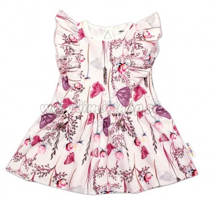 Baby Nellys Letné šaty s krátkym rukávom Motýliky - ružové, veľ. 74