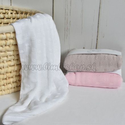 Luxusná bambusová detská pletená deka, 80x100 cm, biela