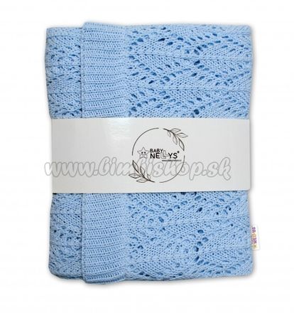 Luxusná bavlnená háčkovaná deka, dečka LOVE, 75x95cm - svetlo modrá