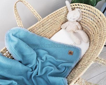 Baby Nellys Luxusná dvojvrstvová mušelínová detská deka, 75 x 100 cm, modrá

