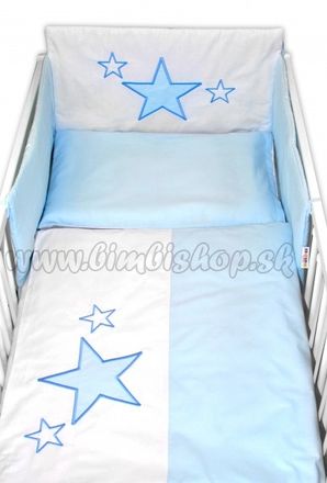 Mantinel s obliečkami Baby Stars - modrý, veľ. 135x100 cm