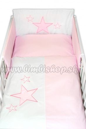 Mantinel s obliečkami Baby Stars  - ružový, veľ. 135x100cm
