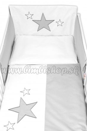 Mantinel s obliečkami Baby Stars - sivý, 120x90 cm