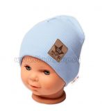 Baby Nellys Rebrovaná dvojvrstvová čiapka s lemom - sv. modrá