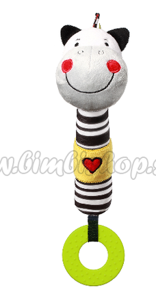 BabyOno Plyšová pískacia hračka s hryzátkom Zebra Zack, 26 cm