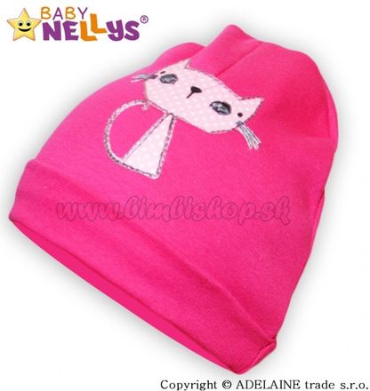 Bavlnená čiapočka Baby Nellys ® - sýto ružová s mačičkou