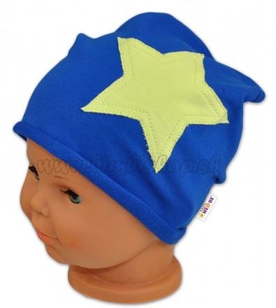 Bavlnená čiapočka s hviezdou Baby Nellys ® - tm. modrá, vel. 98