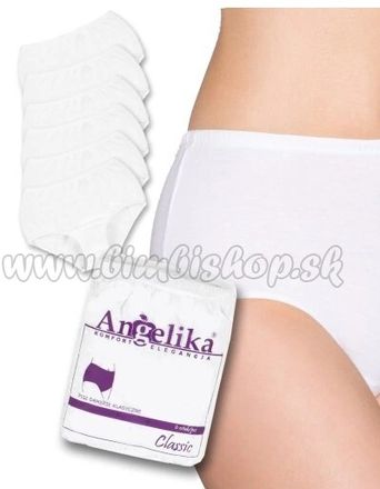 Bavlnené nohavičky Angelika s vysokým pásom, 6ks v balení, biele, veľ. M