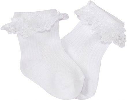 Bavlnené ponožky s čipkovým volánikom Baby Nellys, biele, veľ. 68/80