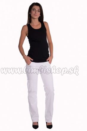 Be MaaMaa Bavlnené, tehotenské nohavice s vreckami - biele, vel´. XL