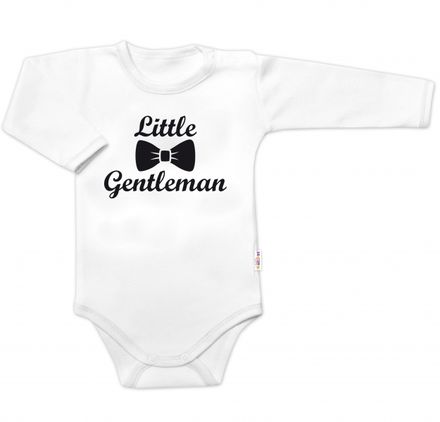 Body dl. rukáv Little Gentleman, bavlna Baby Nellys, bielo/čierne, veľ. 74