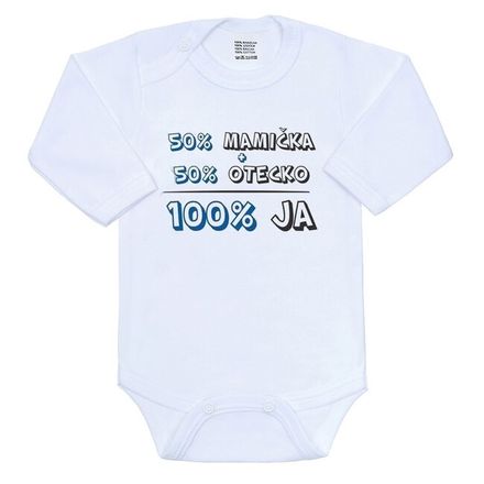 Body s potlačou New Baby 50% MAMIČKA + 50% OTECKO - 100% JA modré modrá 50