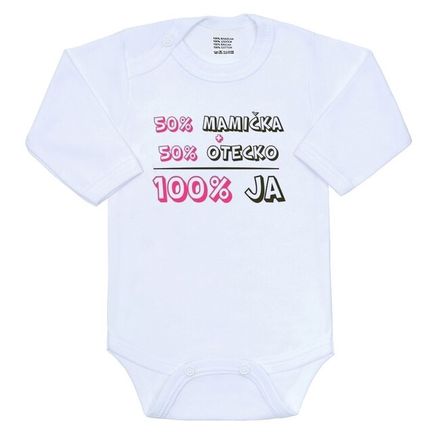 Body s potlačou New Baby 50% MAMIČKA + 50% OTECKO - 100% JA ružové ružová 50