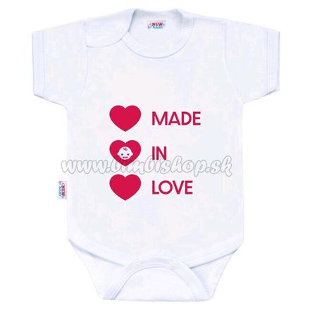 Body s potlačou New Baby MADE IN LOVE podľa obrázku 86 (12-18m)