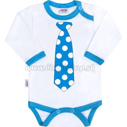 Body s potlačou New Baby s tyrkysovou kravatou tyrkysová 62 (3-6m)