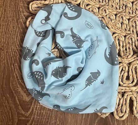Detská bavlnená šatka na krk Mamatti, Dino park - modrá s potlačou
