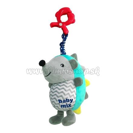 Detská plyšová hračka s hracím strojčekom a klipom Baby Mix Ježko modro-sivý multicolor 