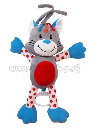 Detská plyšová hračka s hracím strojčekom Baby Mix mačka sivá 