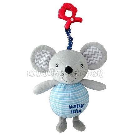 Detská plyšová hračka s hracím strojčekom a klipom Baby Mix Myška multicolor 