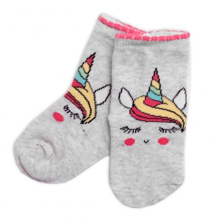 Detské bavlnené ponožky Jednorožec - sivé