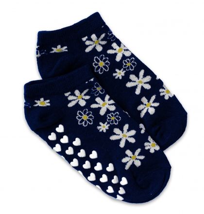 Detské ponožky s ABS Kvetinky, veľ. 23/26 - tm. modré
