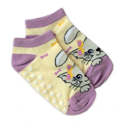 Detské ponožky s ABS Mačka, veľ. 31/34 - žlté