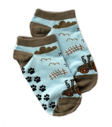 Detské ponožky s ABS Traktor - modrý