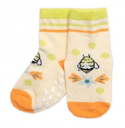 Detské ponožky s ABS Včielka - žlté