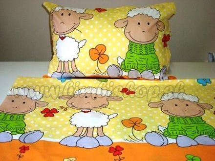 Detské posteľné návliečky 132x90 Ovečky žlté