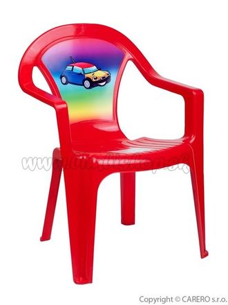 Detský záhradný nábytok - Plastová stolička červená auto Červená 